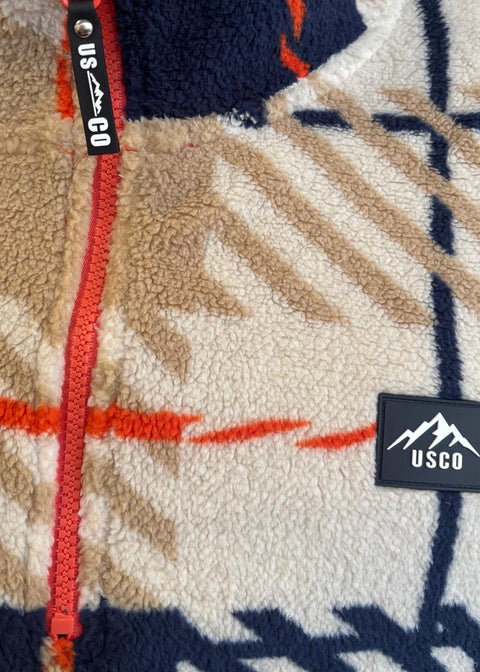 The Trek fleece in Geo Orange - Marc Angelo