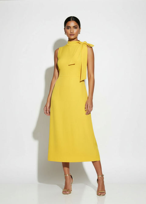 MA25163 YELLOW SLEEVELESS MIDI DRESS