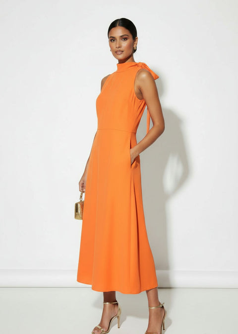 MA25163 ORANGE SLEEVELESS MIDI DRESS