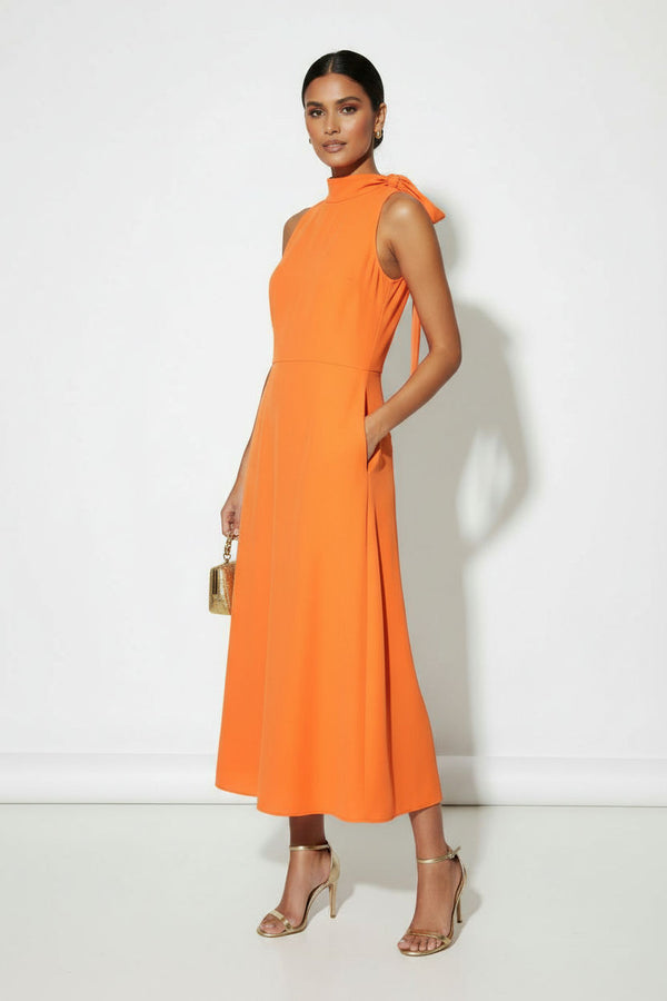 MA25163 ORANGE SLEEVELESS MIDI DRESS