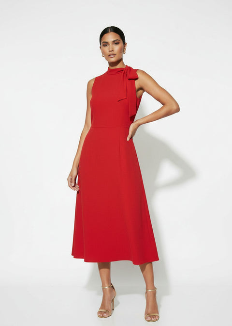 MA25163 RED SLEEVELESS MIDI DRESS