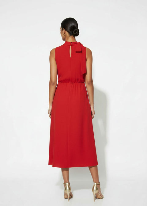MA25163 RED SLEEVELESS MIDI DRESS