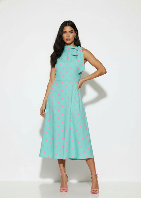 MA25163 D431 TURQ SLEEVELESS MIDI DRESS