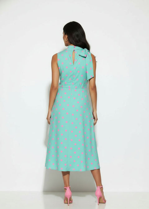 MA25163 D431 TURQ SLEEVELESS MIDI DRESS