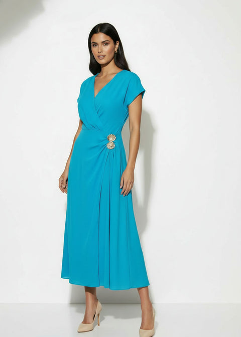 MA26153 AQUA Shell-Embellished Midi DresS