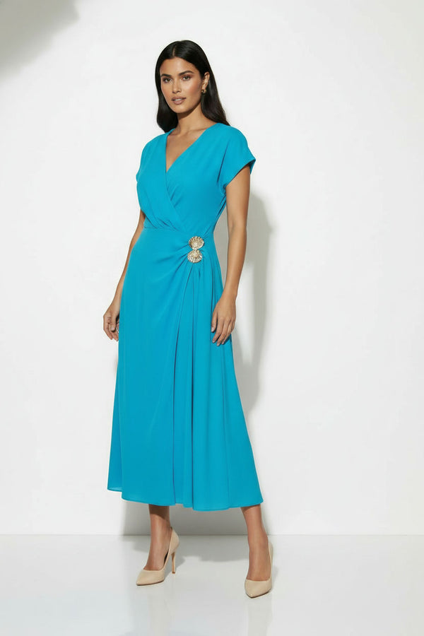 MA26153 AQUA Shell-Embellished Midi DresS