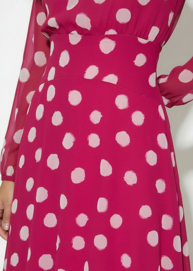 MA7750-D434FUSCHIA DOTTED MIDI DRESS - Marc Angelo