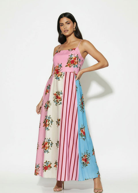 MA81356-D480 Patchwork Maxi Dress