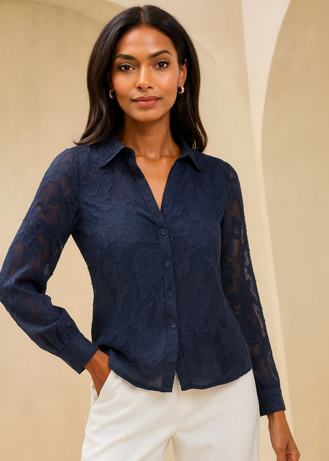 MA821612 long Sleeve Top in Navy