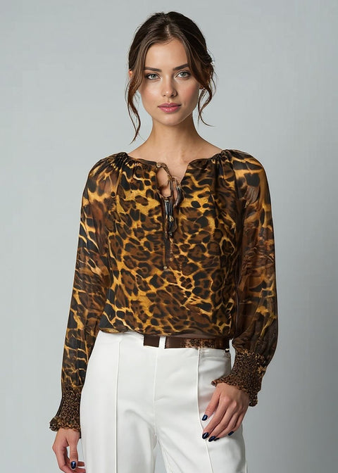 MA821666 D349 Leopard long Sleeve Top