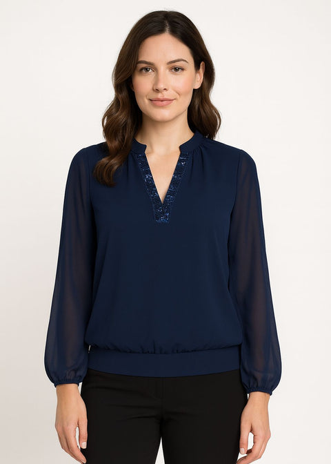 MA82293 Long Sleeve Top In Navy
