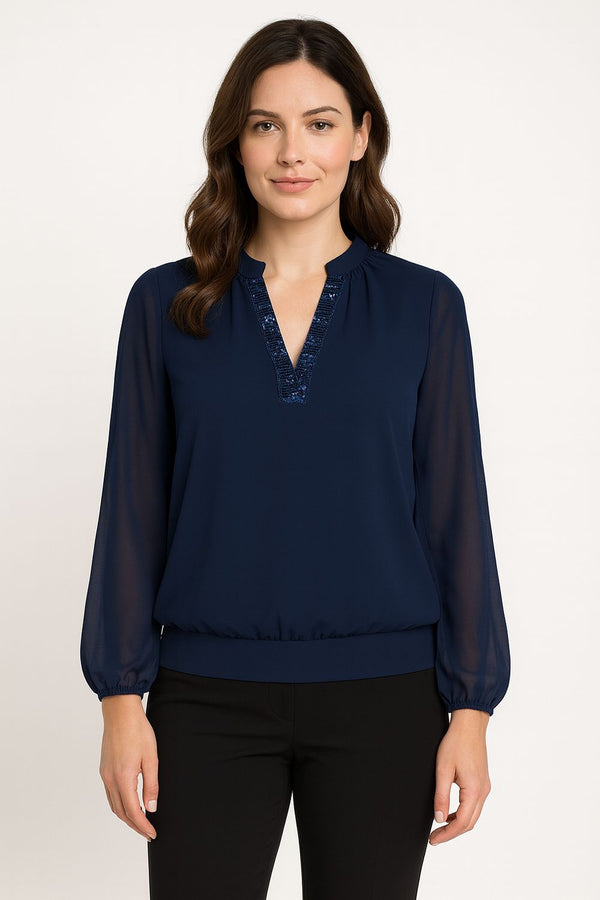 MA82293 Long Sleeve Top In Navy