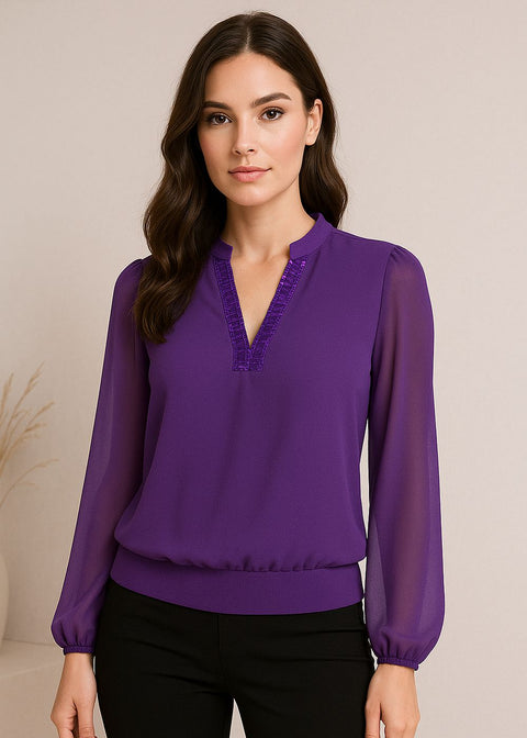 MA82293 Long Sleeve Top In Purple