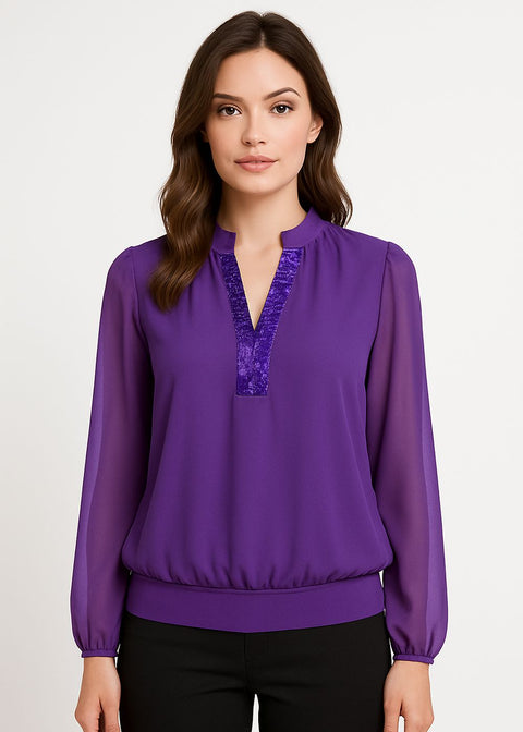 MA82293 Long Sleeve Top In Purple