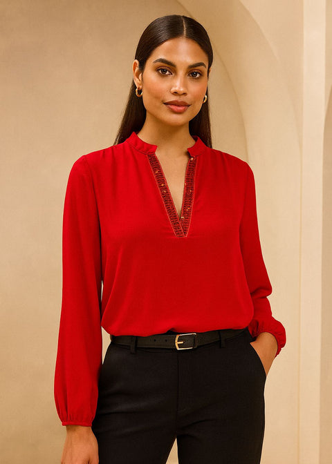 MA82293 Long Sleeve Top In Red