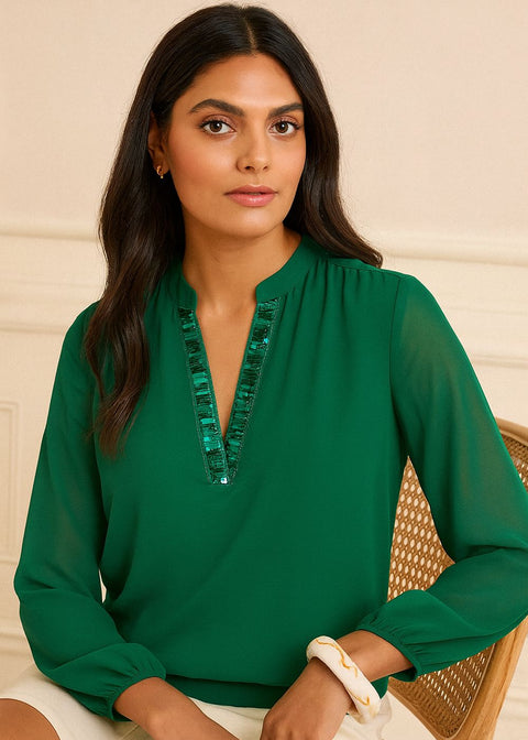MA82293 Long Sleeve Top In Teal