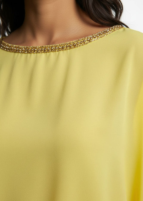 MA8997 CHIFFON BLOUSON TOP YELLOW - Marc Angelo