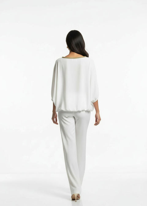 MA8997 CHIFFON BLOUSON TOP WHITE - Marc Angelo