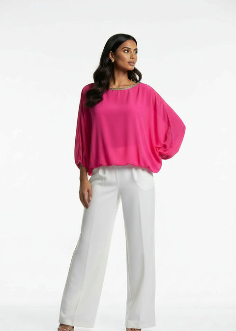 MA8997 CHIFFON BLOUSON TOP PINK - Marc Angelo