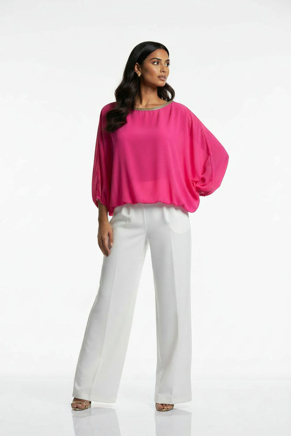 MA8997 CHIFFON BLOUSON TOP PINK - Marc Angelo