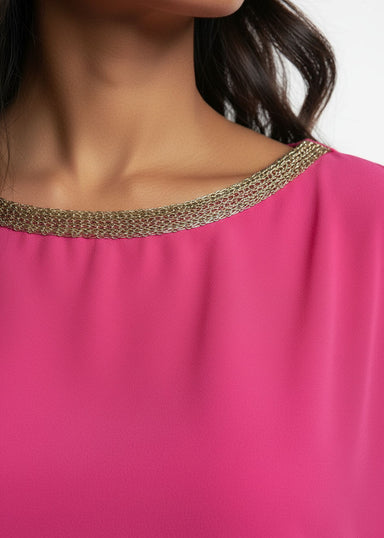 MA8997 CHIFFON BLOUSON TOP PINK - Marc Angelo