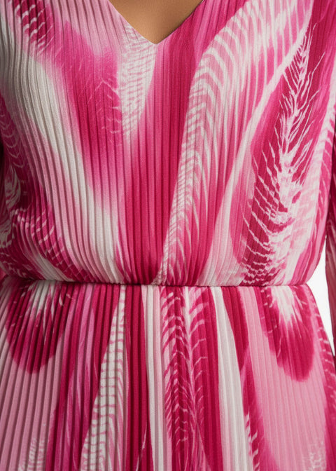 Marcangelo Abstract Plissé Midi Dress MA5837 PNK - Marc Angelo